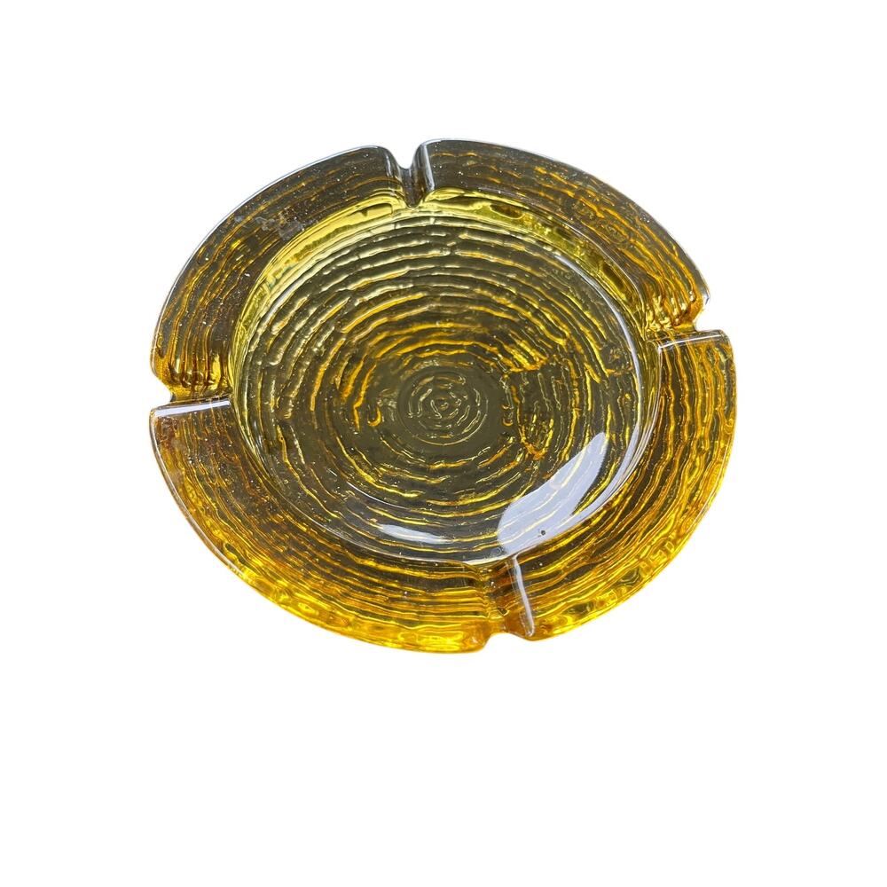 Vintage Anchor Hocking Soreno Gold 4"" Glass Ashtray